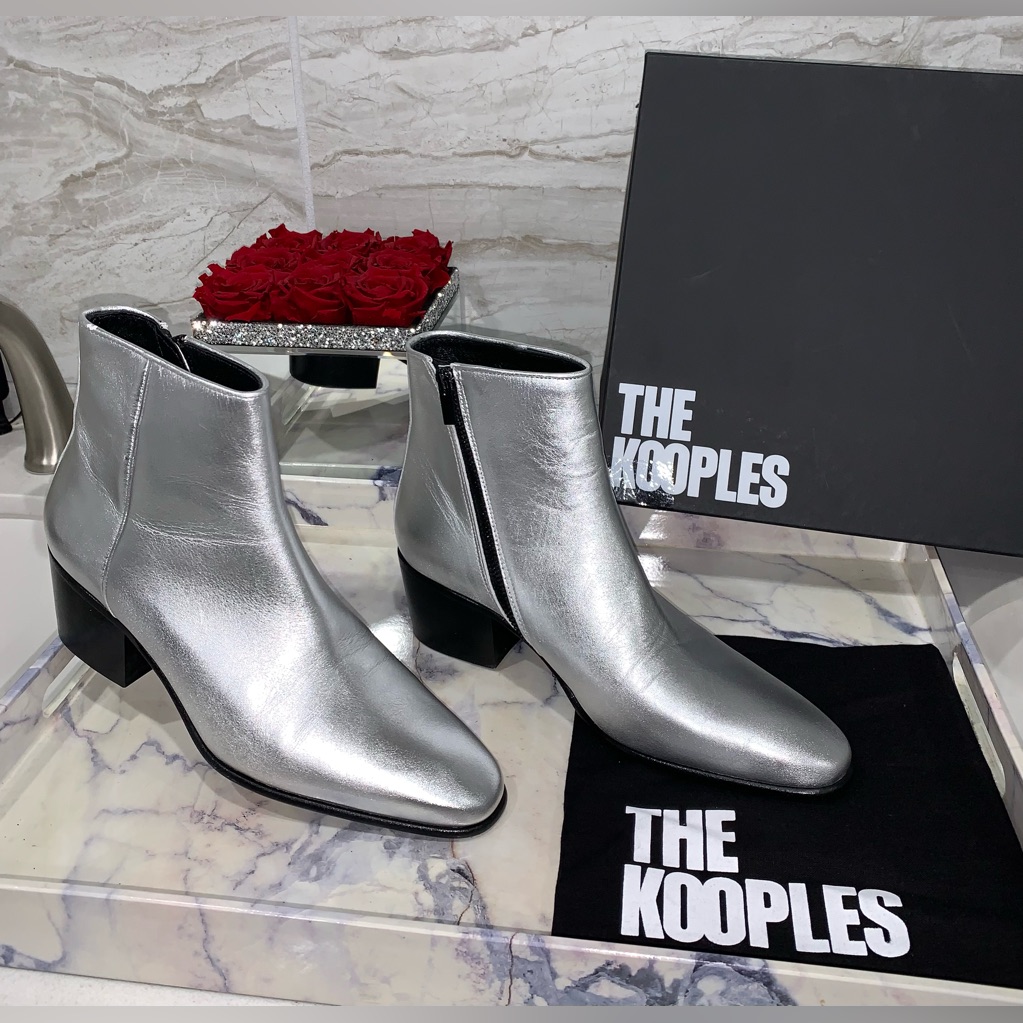 The Kooples $445 Nwt Ankle Metallic Leather Boots, Size Eu 39/Us 8.5.